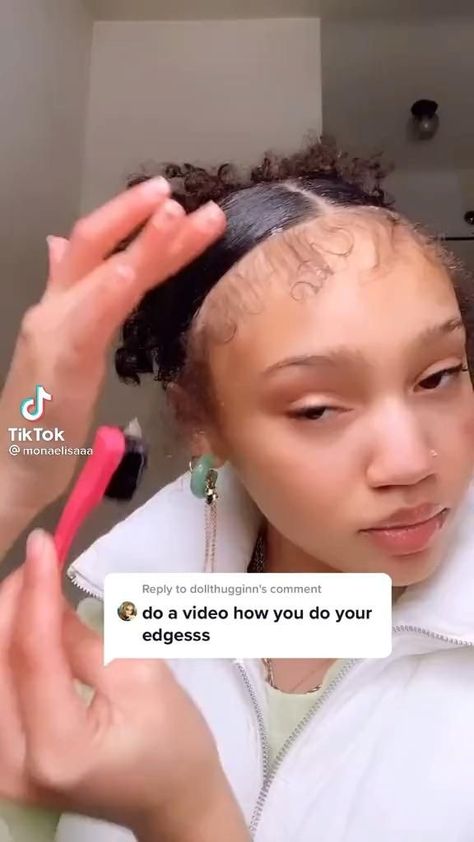 Edges Light Skin, Messy Edges Tutorial, Natural Hair Styles For Black Women Thinning Edges, Swirly Edges Tutorial, Curly Bun With Edges, Edges With Toothbrush, Doing My Edges, Edges Tutorial For Beginners, Edges Ideas Hair