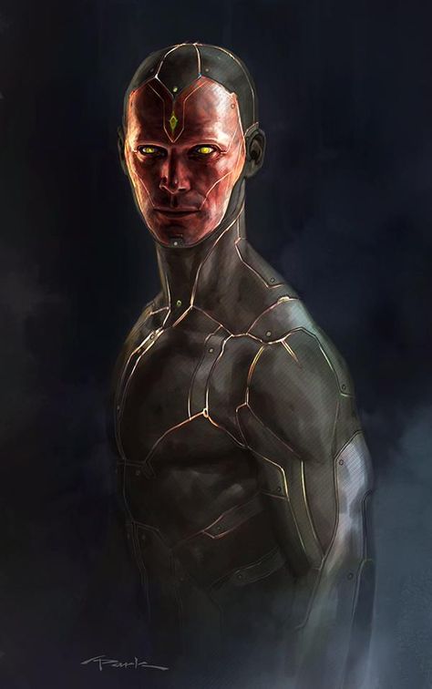 Concept art of Vision from Marvel's "Avengers - Age Of Ultron" (2015). Vision Marvel, Marvel Vision, Venom Thanos, Marvel Concept Art, Best Avenger, Affiliate Amazon, Bd Art, Andy Park, Avengers Age