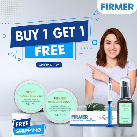 ⚡️ BUY ONE GET ONE FREE ⚡️ On All Firmer Anti-Aging Products USE CODE: BOGO How to avail: ✔️ Add any 2 products to the cart ✔️ Use coupon code BOGO ✔️ Checkout Free shipping! *Sale ends soon Shop now🛒: https://www.shoprythm.com/ . . . . #skincare #buy1get1 #offer #sale #shopping #discount Buy One Get One Free Creative Ads, Event Planner Logo, Collagen Serum, Skin Gel, Buy 1 Get 1, Social Media Design Inspiration, Anti Aging Serum, Makeup Primer, Skin Tightening