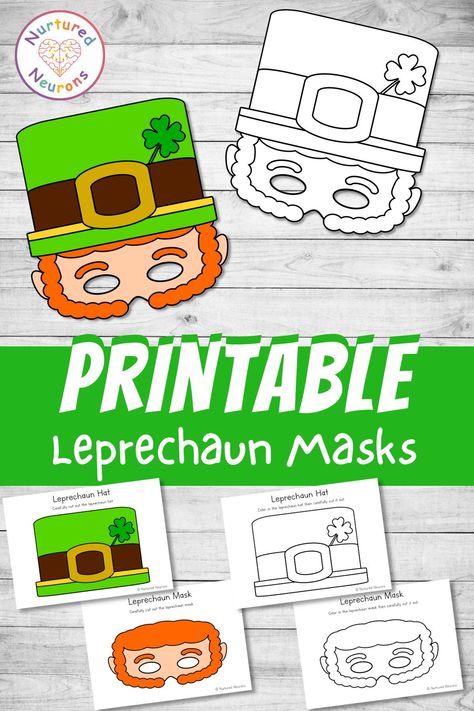 Leprechaun Activities, Diy Leprechaun, Leprechaun Girl, Sant Patrick, Mask Templates, Leprechaun Craft, Elementary Lessons, Hat Template, St Patrick Day Activities