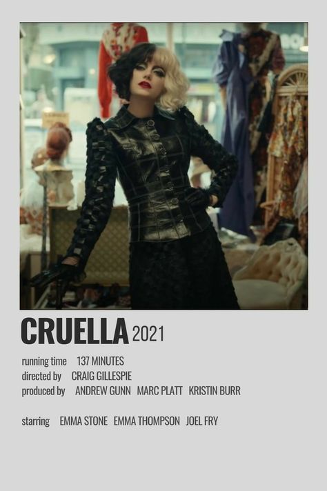 Cruella Polaroid Poster, Cruella Minimalist Poster, Alternative Film Posters, Minimalistic Film Posters, Movie Cards Wall, Netflix Movies Poster, Cruella Movie Poster, Movie Polaroid Posters, Movies Polaroid