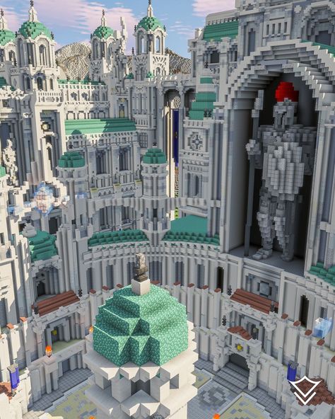 THE COLISEUM—a place where only the mightiest fighters ever dare set foot. The statue is of Citadel's greatest warrior, standing tall above the coliseum and bestowing good fortune upon all who enter the pit. —— Follow: @varunallc Follow: @varunallc Follow: @varunallc —— © Copyright VarunaLLC. —— #mcpe #minecraft #minecraftbuild #throwback #minecraftpost #minecraftart #minecraftarchitecture #minecraftideas #minecraftinspiration #inspirationalinspiration #games #project #build #mcbuild #archi... Armour Display Minecraft, Minecraft God Statue, Ancient Minecraft Builds, Minecraft Stone Statues, Cool Minecraft Base Ideas, Statues In Minecraft, Minecraft Colloseum, Minecraft Roman Builds, Minecraft Greek Buildings