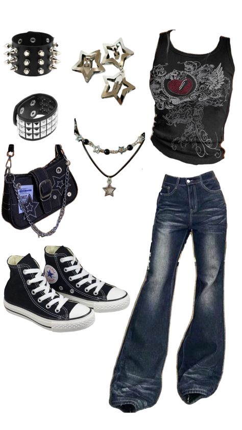 Emo Outfit Aesthetic, Emo Outfit, Street Style Outfits Casual, Trashy Outfits, Outfits 2000s, 2000 Fashion, Punk Emo, 2000s Fashion Outfits, Emo Outfits