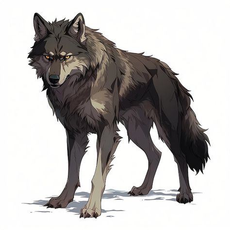 Wolf Character Sheet, Feral Wolf Art, Wolf Digital Painting, Happy Wolf Drawing, Fantasy Wolf Drawing, Angry Wolf Reference, Stylized Wolf Drawing, Wolf Dnd Art, Wolf Illustration Drawing