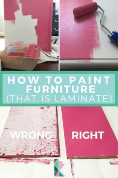 Repainting Laminate Furniture, Kallax Painted Ideas, Painted Kallax Unit, Painted Laminate Furniture, Billy Ikea, Painting Laminate Furniture, Painting Ikea Furniture, Ikea Desk Hack, Painting Laminate