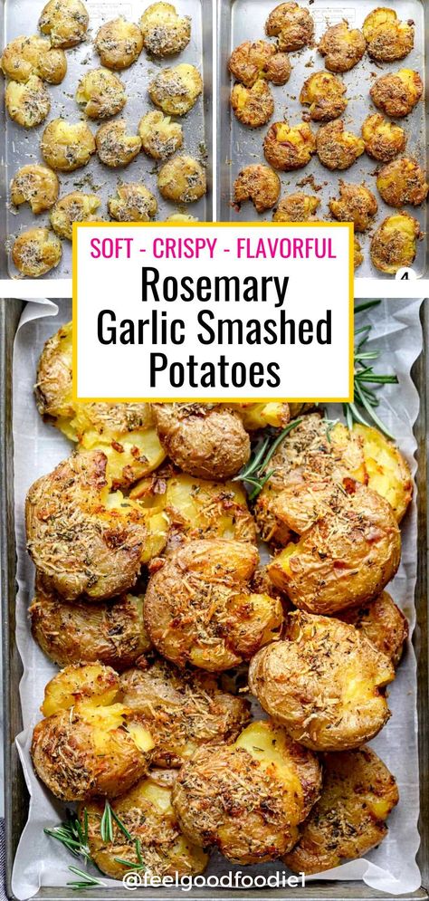 Outside Thanksgiving, Garlic Smashed Potatoes, Thanksgiving Food Sides, Healthy Thanksgiving Recipes, Easy Thanksgiving Recipes, Thanksgiving Menu Ideas, Healthy Holiday Recipes, Thanksgiving Cooking, Rosemary Garlic