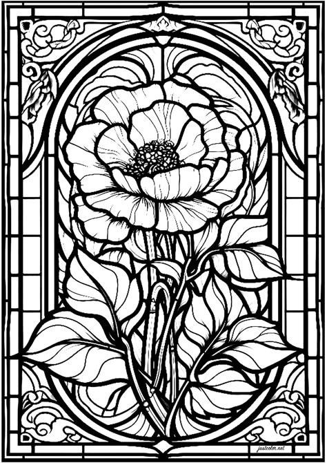 Stained Glass Window Coloring Pages, Glass Painting Drawing, Stained Glass Art Flower, Stained Glass Coloring Pages Printables, Stained Glass Flower Tattoo, Stained Glass Colouring Pages, Stain Glass Coloring Pages, Stained Glass Window Drawing, Glass Painting Designs Pattern