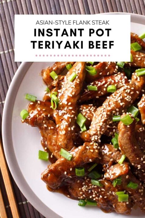 Terriyaki Beef, Thick Teriyaki Sauce, Dinner Ideas Instant Pot, Teriyaki Beef Stir Fry, Beef Flank Steak, Beef Stir Fry Recipes, Pressure Cooker Recipe, Teriyaki Recipe, Flank Steak Recipes