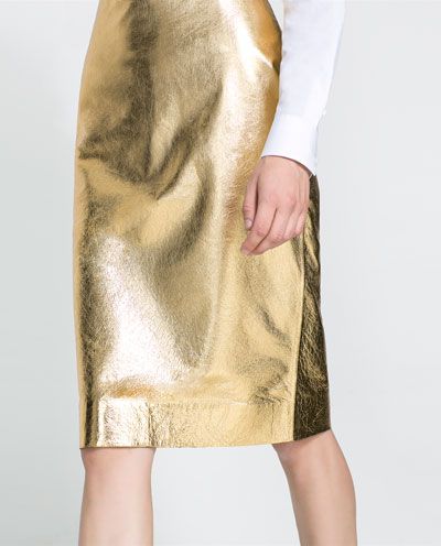 zara Magic Skirt, Silver Skirt, Gold Skirt, Metallic Skirt, Zara Woman, Gold Leather, Metallic Leather, Skirt Outfits, Zara Women