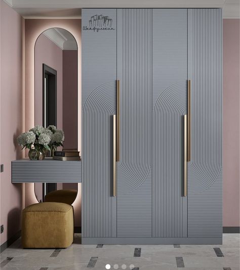 Green Wardrobe Design, Olive Green Wardrobe, Sliding Wardrobe Laminate Design Modern, Sliding Wardrobe Internal Design, Fluted Wardrobe Doors, Sliding Door Wardrobe With Mirror, Sliding Wardrobe Laminate Design, Almira Design, Wardrobe Shutter Design