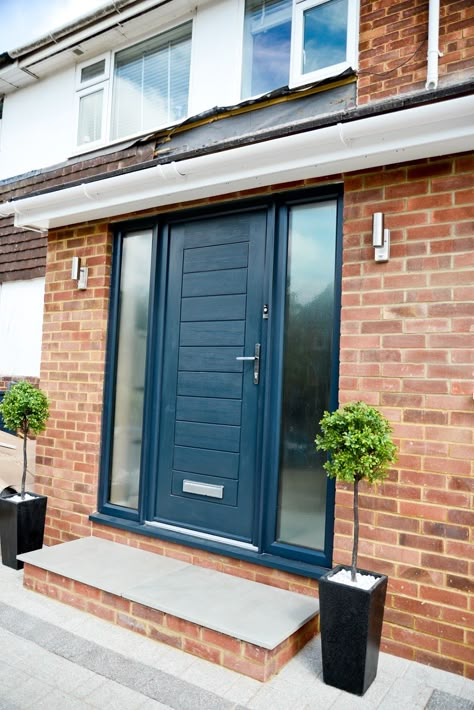 modern front door, composite front door, two storey front side extension, Driveway Renovation, Extension Kitchen, Porch Extension, Update Kitchen, Garden Driveway, Front Door Steps, Composite Front Door, House Extension Plans, Modern Porch