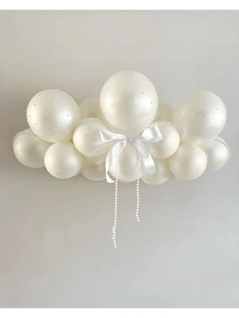 1 Set Includes Pearl Chain, Bow Tie & White Pearlescent Ball Decoration, For Indoor/Outdoor Decoration, Birthday Party, Proposal, Girlfriend Gathering, Photography, And Check-In ScenesI discovered amazing products on SHEIN.com, come check them out! Gathering Photography, Pearl Birthday Party, White Party Theme, Pearl Balloons, Decoration Birthday Party, Ball Decorations, Decoration Birthday, Bachelorette Party Decorations, White Balloons