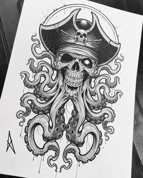 Pirate Tattoo Sketch, Pirate Tattoo Sleeve, Punisher Tattoo, Pirate Skull Tattoos, Voodoo Tattoo, Skull Tattoo Flowers, Norse Mythology Tattoo, Tupac Art, Octopus Tattoo Design