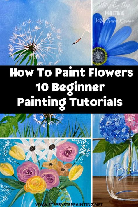 Acrylic Card Painting, Spring Painting Acrylic, Acrylic Flowers Easy, Simple Floral Painting Ideas, How To Paint Daisies, Spring Paintings Acrylic, How To Paint Flowers Acrylic Easy, Flowers With Acrylic Paint, Acrylic Painting Tutorials For Beginners