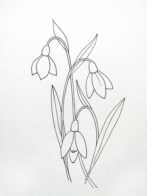 Download Flowers Bouquet Snowdrop Royalty-Free Stock Illustration Image Snow Drops Flowers, Flower Bouquet Drawing, Flower Tattoo Drawings, Learn Watercolor Painting, Armband Tattoo Design, Flower Line Drawings, Pen Art Drawings, Flower Outline, Embroidery Template