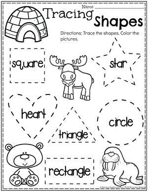 Preschool Shapes Tracing - Polar Animals Theme Arctic Animals Activities, Arctic Animals Preschool, Shapes Tracing, Preschool Shapes, Space Theme Preschool, Shape Worksheets For Preschool, Animals Preschool, Teaching Shapes, Preschool Planning