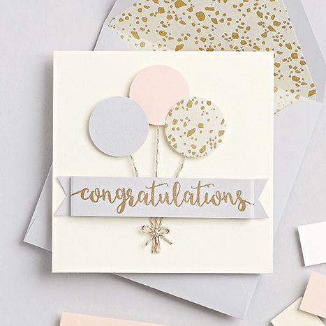 balloon congratulations card Congratulation Card Ideas, Congratulations Card Design, Congratulations Cards Handmade, Brush Letter, Graduation Congratulations, Promotion Card, Idea Box, Grey Paper, Card Messages