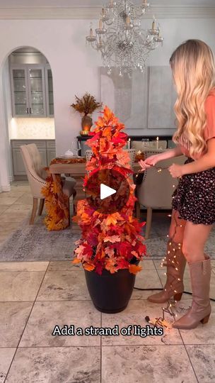 1.4M views · 4.5K reactions | This is super cute and perfect for fall🍁🍁🍁
#DIY #diyproject #diyprojects #ikea #ikeahack #ikeacloset #dreamcloset #ikeapax #ikeapaxwardrobe #diycloset #hometakestime #minimalarchive #inspiremeneutral #makemyhome #apartmenttherapy #minimalhouse #decorinspo #homebeautiful | Artisanal Home Design | Artisanal Home Design · Original audio Tomato Cage Trees Fall, Topiary Decorating Ideas, Tomato Cage Fall Tree, Fall Topiary Diy, Diy Fall Tree, Fall Indoor Decor Ideas, Autumn Decorations Indoor, Fall Planter Ideas, Pumpkin Topiary Diy