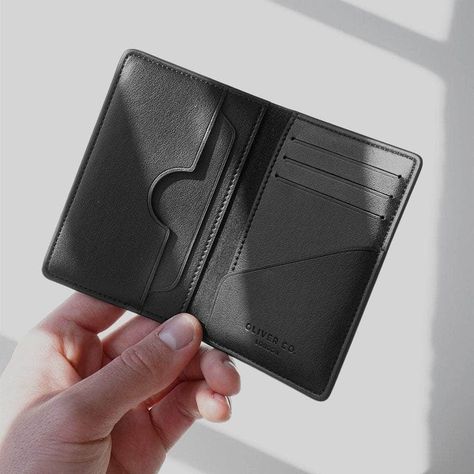 Compact Leather Wallets, Oliver And Co, Leather Wallet Design, Folded Notes, Apple Leather, Co Logo, Vegan Wallet, How To Fold Notes, Travel Cards