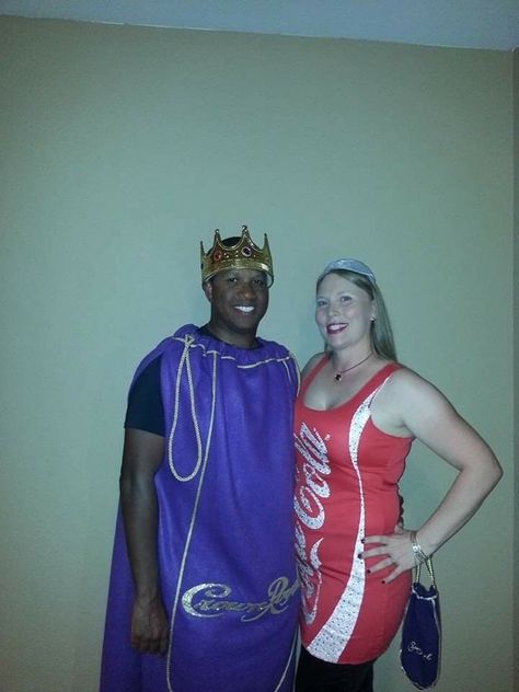 Crown and Coke Halloween Costume Crown And Coke Halloween Costume, Crown Royal Costume, Coke Halloween Costume, Crown And Coke, Halloween Costume Women, Royal Costume, Pumpkin Carving Party, Costume Women, Alcohol Drinks