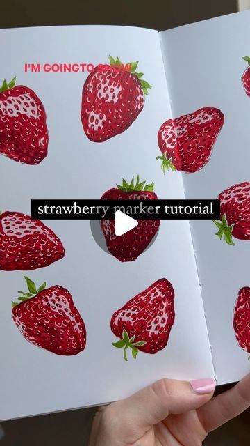 Strawberry Painting Tutorial, Cute Alcohol Marker Drawings, Strawberry Marker Drawing, Alcohol Marker Drawing Tutorial, Alcohol Marker Art Tutorial, Alcohol Marker Drawings Easy Ideas, Alcohol Markers Art Tutorial, Things To Draw With Alcohol Markers Easy, Art With Alcohol Markers