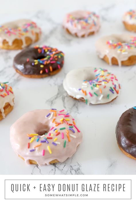 Donut Glaze Recipe, Homemade Donut Glaze, Easy Glaze Recipe, Donut Glaze Recipes, Donut Maker Recipes, Mini Donut Recipes, Donut Icing, Donut Calories, Easy Donut Recipe