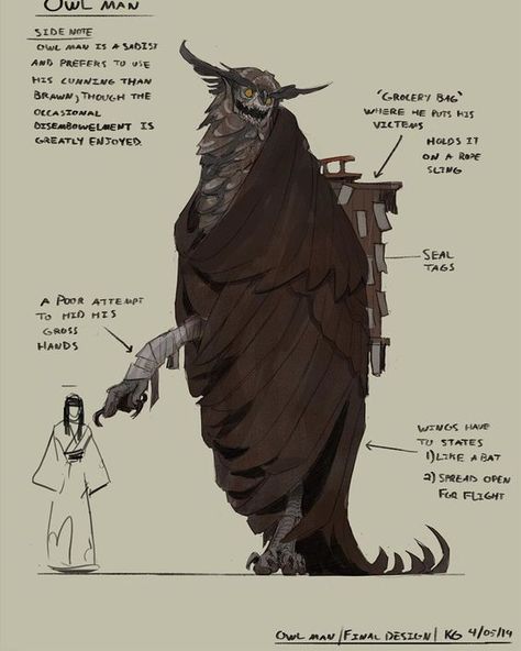 Owl Demon Character Design, Demon Creepy, Owl Monster, Owl Creature, Monsters Rpg, Owl Man, Tiamat Dragon, Japanese Demon, Monster Concept Art