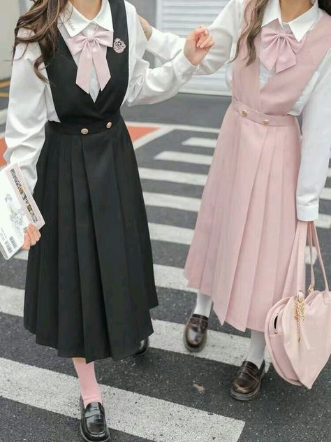 Anemo Archon, School Uniform Fashion, Dress Ootd, Strap Skirt, Minimalist Fashion Women, Fashion Illustration Dresses, Kawaii Fashion Outfits, Korean Fashion Dress, Uniform Fashion