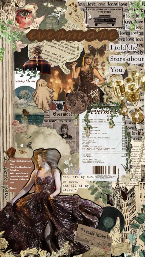 Evermore Collage, Evermore Wallpaper, Collage Wallpaper, Taylor Swift Wallpaper, Coney Island, Taylor Swift, Swift, Collage