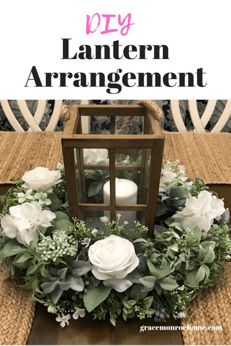 How To Make a Lantern Table Arrangement Diy Wedding Lanterns Centerpieces, Table Wreath Centerpiece, Classy Wedding Centerpieces, Diy Lantern Centerpieces, Easy Wedding Centerpieces, Easy Wedding Decor, How To Make A Lantern, Make A Lantern, Wood Lantern Centerpiece