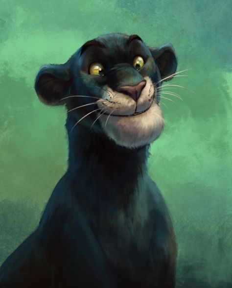 *BAGHEERA ~ The Jungle Book, 1967 Jungle Book Characters, Jungle Book Disney, Disney Cats, Disney Animals, Disney Addict, Naha, Disney Fan Art, Art Club, Disney And Dreamworks