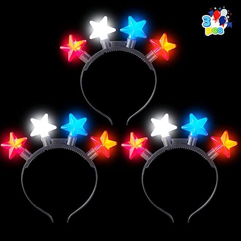 JOYIN 3 Pcs Patriotic LED Headbands, Light Up American Flag Star Headband Red Blue White 4th of july light up accessories for Women Men Independence Day, Memorial Day and Patriotic Party Led Headbands, Led Necklaces, Led Star Lights, Patriotic Headband, Star Lights, Us Flags, American Flag Stars, Star Headband, Patriotic Party