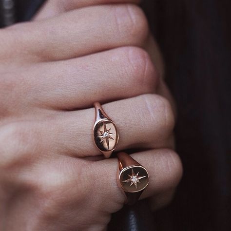 14kt rose gold and diamond Starburst signet ring – Luna Skye by Samantha Conn Hex Ring, Luna Skye, Pinky Signet Ring, Gold Bullion Bars, Pinky Rings, Diamond Signet Ring, Gold Bullion, Handmade Fine Jewelry, Stay Gold