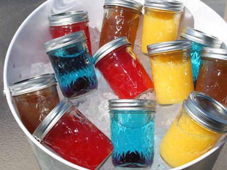 Put a Lid on It - Mason Jar Cocktails  Individual cold drinks in cute mason jars are the addition to your next party! Pre-mixed cocktails - easy way to pull off tiki drinks for a luau: Screwdriver (6 oz Orange Juice, 2 oz Vodka). Tiki Fruity Punch (3 oz Fruit punch,3 oz orange juice, 2 oz rum). Blue Lagoon (1.5 oz Blue Curaco, Lemonade, cherry). Half and Half (1/2 iced tea, 1/2 lemonade) Jar Cocktails, Mason Jar Cocktails, Hallowen Ideas, Tiki Drinks, Summer Birthday Party, Easy Cocktails, Adult Drinks, Party Drinks, Cocktail Drinks