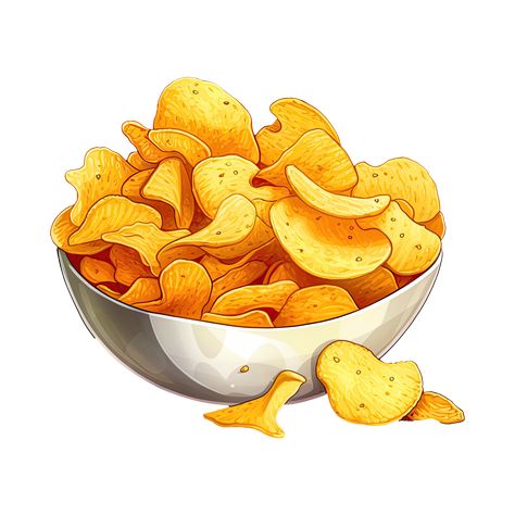 Food Icon Png, Cheesy Chips, Cute Cartoon Food, Fried Potato Chips, Big Snacks, Lays Chips, Fried Chips, Fried Potato, Chip Art