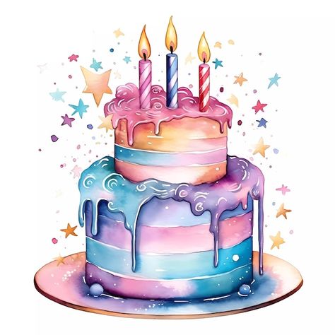 Birthday Cake Painting, Candles Clipart, Cake Artwork, Fruit Doodle, Birthday Cake Illustration, Cake With Candles, Candle Clipart, Cake Painting, Birthday Cake Cake