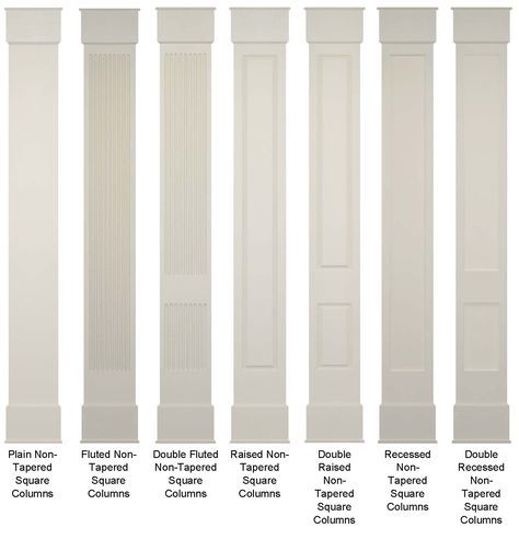 Square Wood Columns Interior, Patio Column Wraps, Colonial Porch Columns, Interior Column Wraps, Exterior Column Wraps, Modern Columns Interior, Indoor Columns Ideas, Wood Columns Interior, Modern Columns