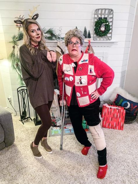 Grandma Got Run Over By A Reindeer Diy, Grandma Got Run Over By A Reindeer, Grandma Got Ran Over By Reindeer Costume, Reindeer Diy, Reindeer Costume, Cute Christmas Ideas, Christmas Crafting, Christmas Costume, Christmas Party Dress