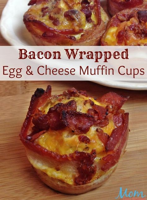 Egg And Cheese Muffin Cups, Bacon Wrapped Cheese, Muffin Cups Recipes, Bacon Egg Cups, Cheese Muffin, Bacon Cups, Bacon Egg Muffins, Egg Muffin Cups, Egg Cups Recipe