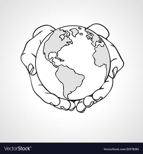 Hands Holding The World, Earth Sketch, Globe Drawing, Black People Tattoos, Two Hands Holding, Earth Day Drawing, Globe Tattoos, Earth Tattoo, Pencil Sketches Easy