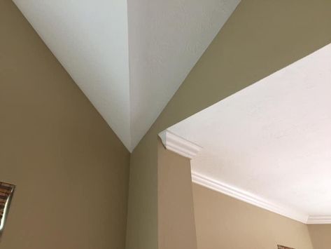 White Ceiling Paint, How To Wallpaper, Angled Ceiling, Ceiling Painting, Angled Ceilings, Slanted Ceiling, Color Wallpaper, Colored Ceiling, Dark Walls