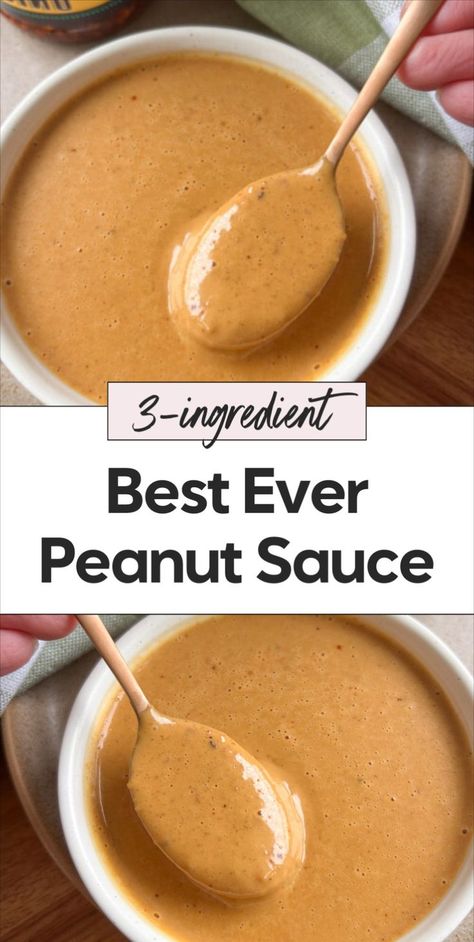 This peanut sauce is the best and easy option for any meal. Try this healthy peanut sauce, a peanut sauce recipe made with just 3 ingredients like soy sauce and peanut butter. Whether you need a peanut dipping sauce, soy peanut sauce, or a dressing, this simple peanut sauce is perfect for a variety of dishes. Healthy Peanut Sauce, Simple Peanut Sauce, Spring Rolls Chicken, Spring Roll Peanut Sauce, Spring Roll Dipping Sauce, Peanut Butter Dipping Sauce, Soy Sauce Dressing, Peanut Satay Sauce, Spring Roll Sauce