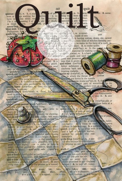 Mixed Media Drawing, Media Drawing, Newspaper Art, Book Page Art, Dictionary Page, Dictionary Art, Images Vintage, Vintage Diy, Sewing Art