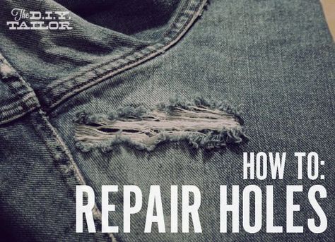 The DIY Tailor: An Easy Way to Fix Holes in Your Jeans and Other Garments How To Patch Jeans, Repair Clothes, Diy Repair, Creation Couture, Patched Jeans, Old Jeans, Sewing Basics, Learn To Sew, Sewing Techniques