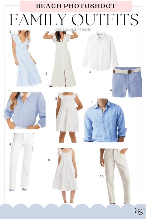 The best family beach photoshoot outfit ideas are simple and classic. Check out my currated outfit inspiration to give you the best beach pictures yet. #arinsolangeathome #beach #beachpictures #family Beach Photoshoot Family, Best Family Beaches, Photo Balloons, Beach Color, Beach Family Photos, Family Beach, Family Photo Outfits, Beach Photoshoot, Diy Photo