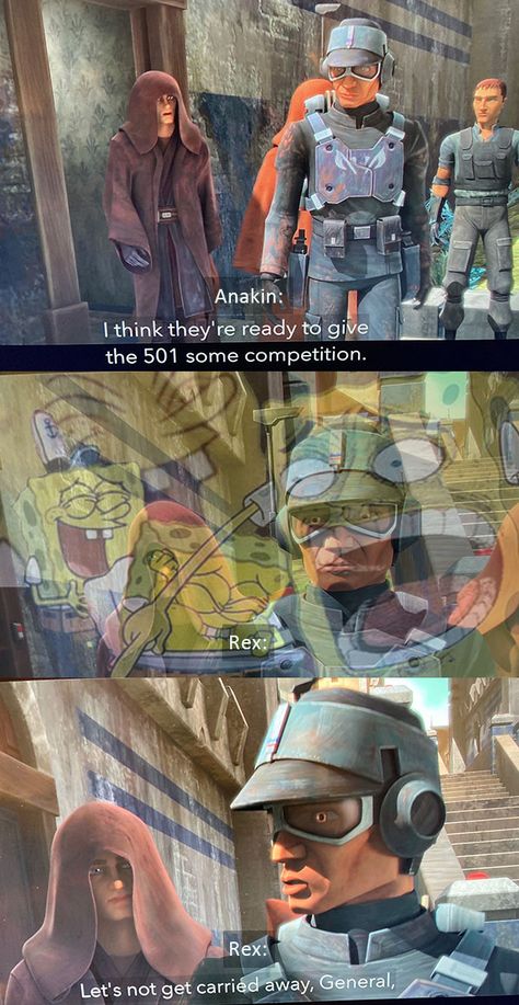 Captain Rex X Anakin, Anakin And 501st, Clone Wars Fanart Clones, Clone Wars Actor Au, Bo Katan Clone Wars, Rex X Anakin, Kix Clone Wars, Star Wars Rebels Funny, Clone Wars Clones