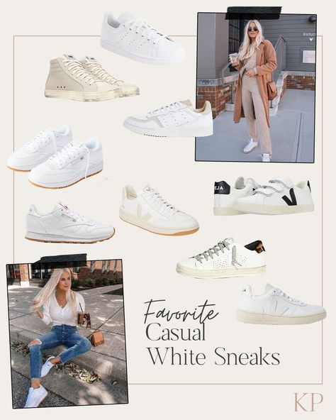 My Favorite Casual White Sneakers — Kathleen Post - The best adidas, reebok, veja and P448 casual white sneakers #sneakers #whitesneakers #style P448 Sneakers Outfit Women, P448 Sneakers Outfit, Reebok White Sneakers, Kathleen Post, Casual White Sneakers, Sneaker Outfits Women, Fall Transition Outfits, Sneakers Street Style, Veja Sneakers