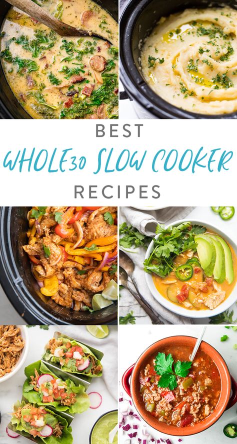 This Whole30 Slow Cooker Recipe list features a ton of deliciously healthy recipes that can be made in the Crockpot! Whole30 soups, chicken, and chili recipes made in the slow cooker are what you will find in this list. #whole30 #crockpot #chicken #chili #slowcooker #best Whole30 Slow Cooker Recipes, Whole 30 Slow Cooker Recipes, Crockpot Whole30, Whole 30 Crockpot Recipes, Whole30 Slow Cooker, Best Slow Cooker Recipes, Slow Cooker Meals, Recipe List, Slow Cooker Recipe