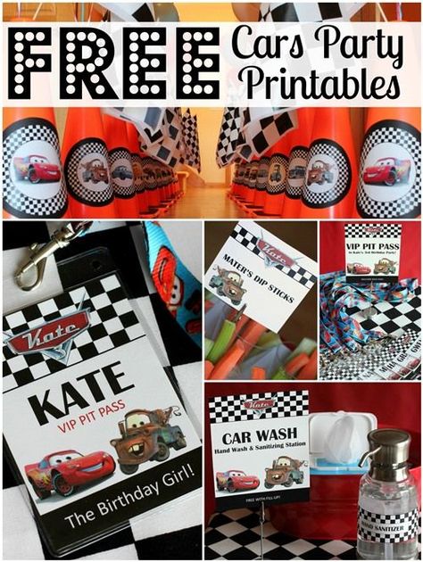 FREE Cars Birthday Party Printables - race theme (not the cartoon cars- but race checks) Auto Party, Cars Birthday Party, Disney Cars Party, Idee Babyshower, Anniversaire Diy, Disney Cars Birthday, Cars Birthday Party Disney, Car Themed Parties, Car Birthday Theme