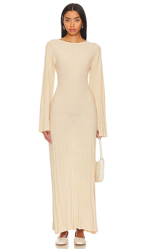 Faithfull The Brand Serafia Ribbed Wool Maxi Dress In Beige | ModeSens Wool Maxi Dress, Irene Dress, Dress Websites, Designer Clothing Brands, Eid Outfits, Modest Summer Outfits, Revolve Dresses, Clothes For Girls, Faithfull The Brand